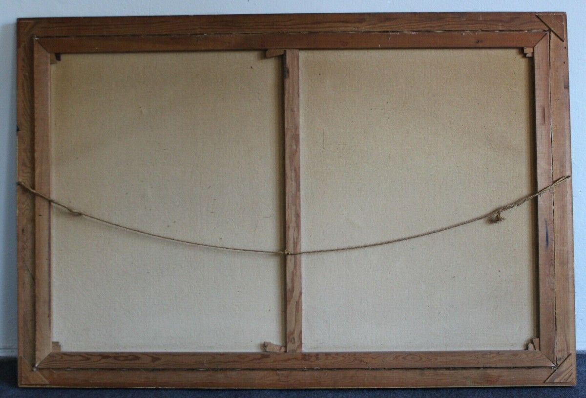 Großes Ölgemälde signiert Bild Kunst Öl Leinwand Rahmen 251