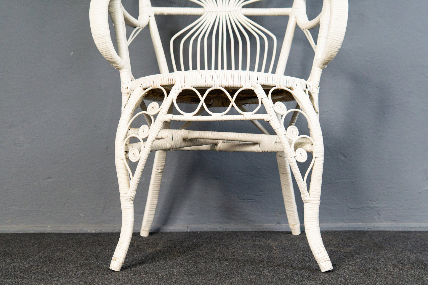 Vintage Sessel Stuhl Rattan Peacock Chair Tisch Alt MÖBLINGER 2504_1601