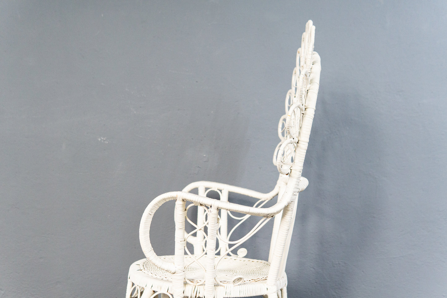 Vintage Sessel Stuhl Rattan Peacock Chair Tisch Alt MÖBLINGER 2504_1601