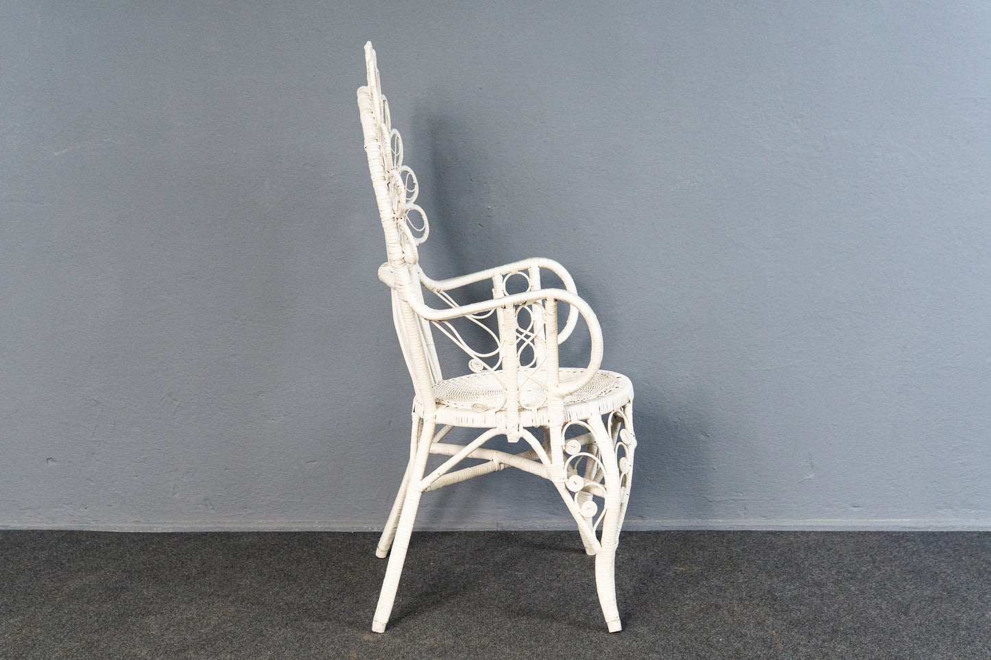 Vintage Sessel Stuhl Rattan Peacock Chair Tisch Alt MÖBLINGER 2504_1601