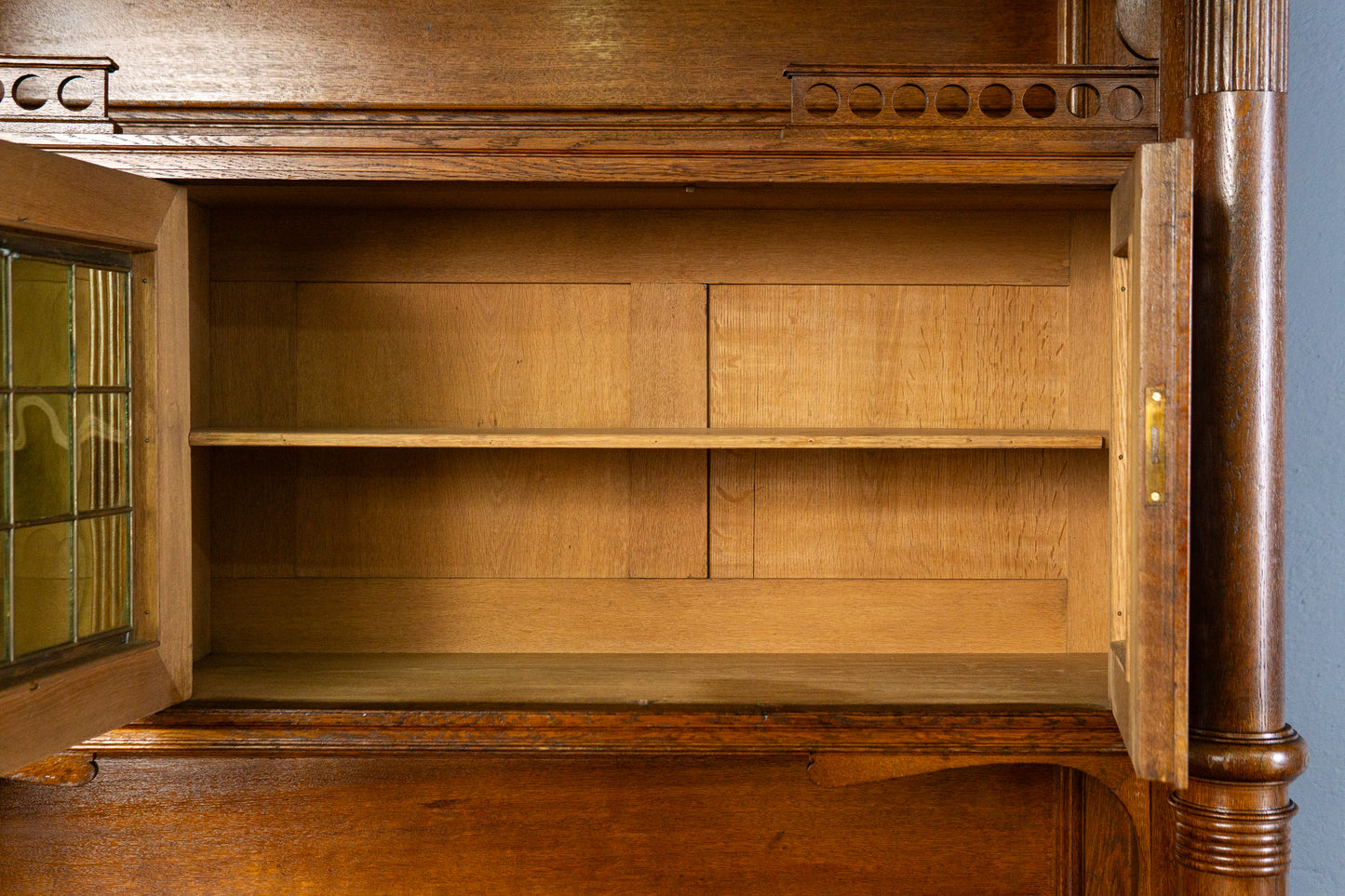wunderschönes Jugendstil Aufsatzbuffet, Anfang des 20.Jahrhunderts - Eiche Buffet Schrank Anrichte Vitrine Alt Antik MÖBLINGER
