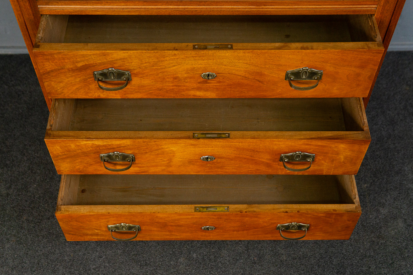eleganter Jugendstil Standsekretär, Anfang des 20.Jahrhunderts - Sekretär Schrank Schreibtisch Kommode Nussbaum Büro Alt Antik MÖBLINGER