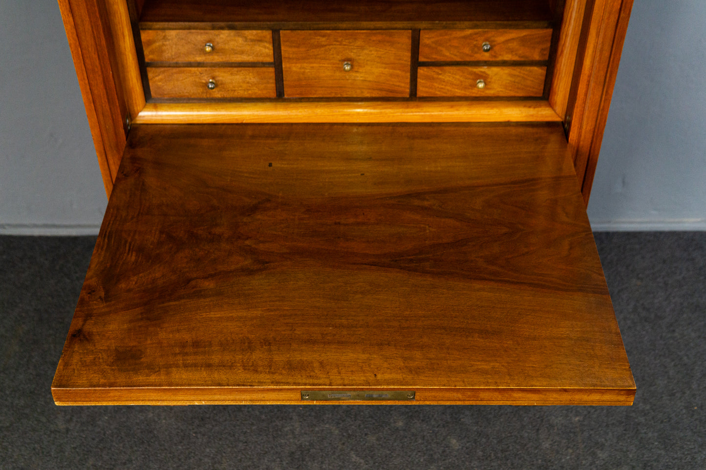 eleganter Jugendstil Standsekretär, Anfang des 20.Jahrhunderts - Sekretär Schrank Schreibtisch Kommode Nussbaum Büro Alt Antik MÖBLINGER
