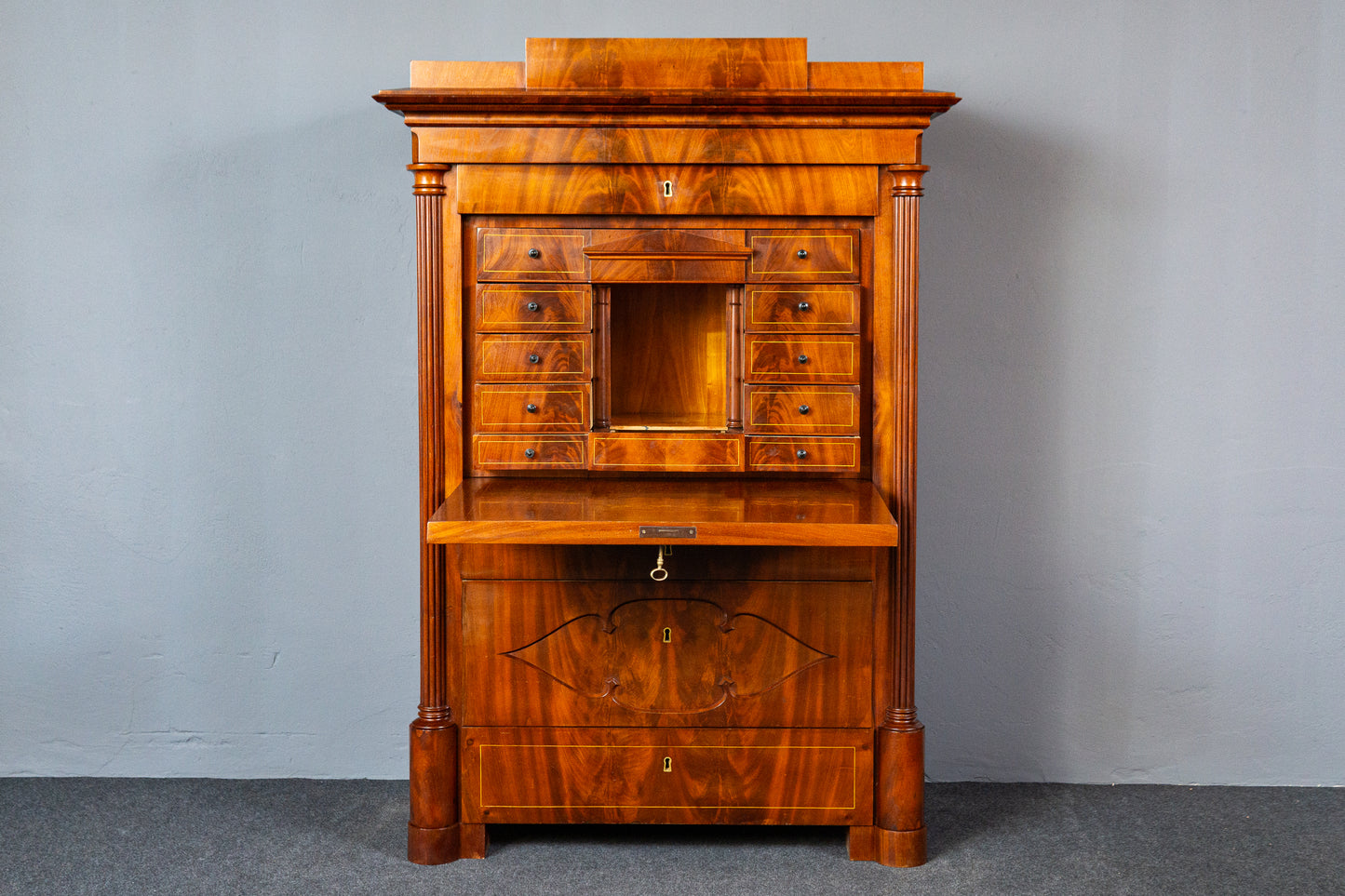 Sekretär Schreibtisch Büro Desk Schrank Regal Antik Alt MÖBLINGER 2411_2607