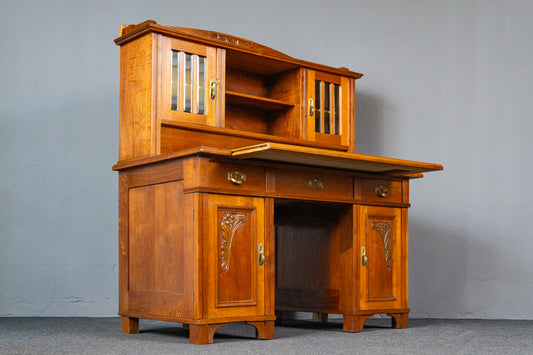 restaur. Schreibtisch Sekretär Büro Tisch Schrank Antik MÖBLINGER 2411_2708
