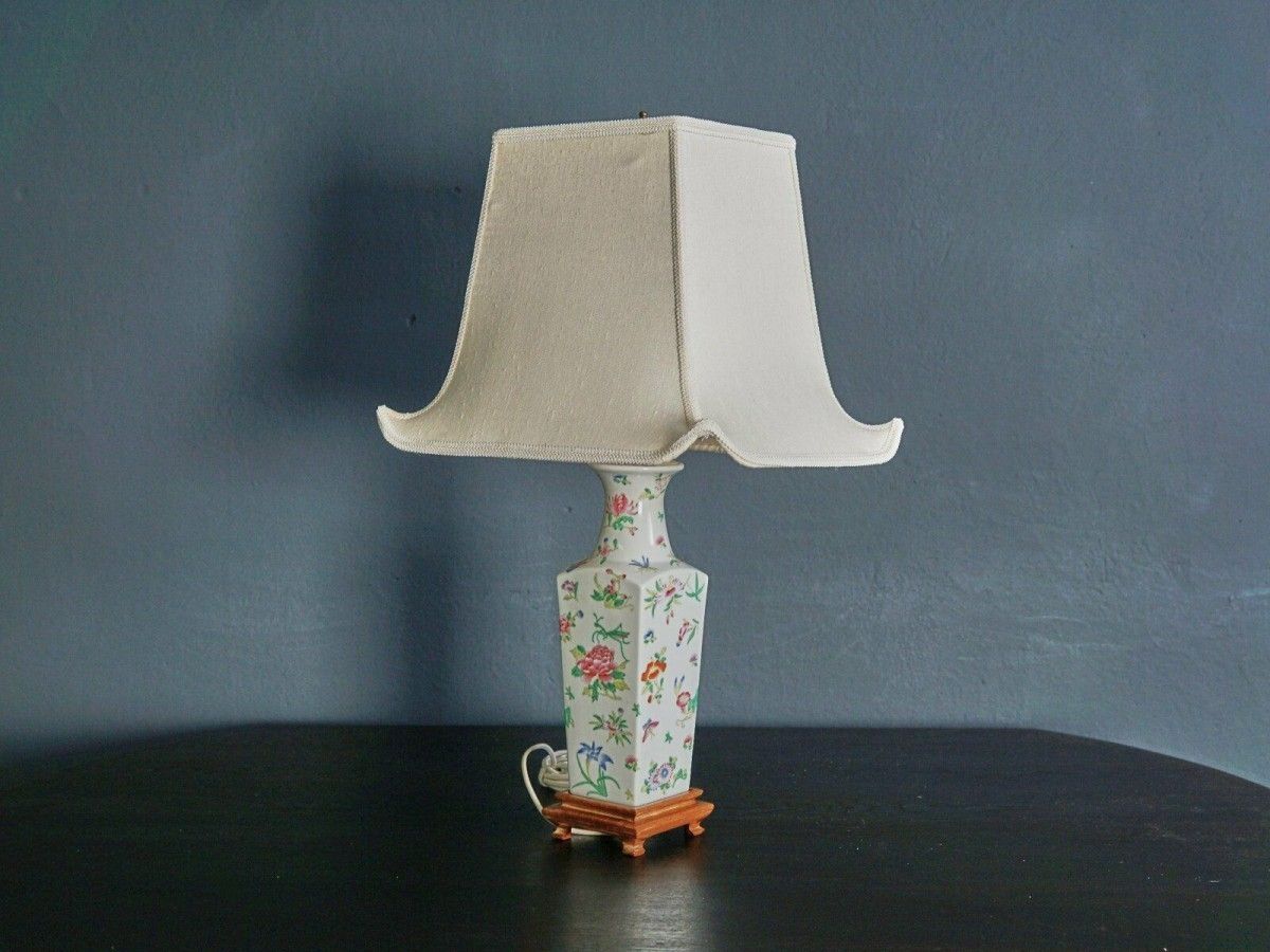 Lampe Asiatika Leuchte Tischlampe Licht Schirm Alt 2103_2206