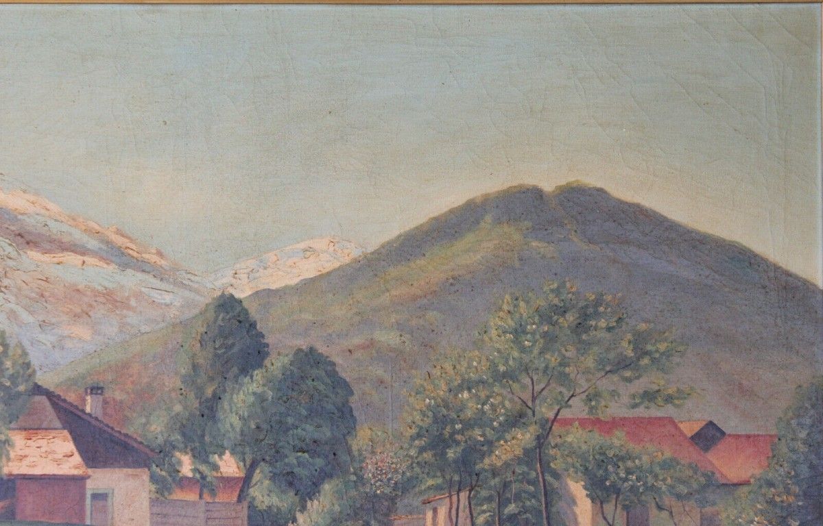 Großes Ölgemälde signiert Bild Kunst Öl Leinwand Rahmen 251