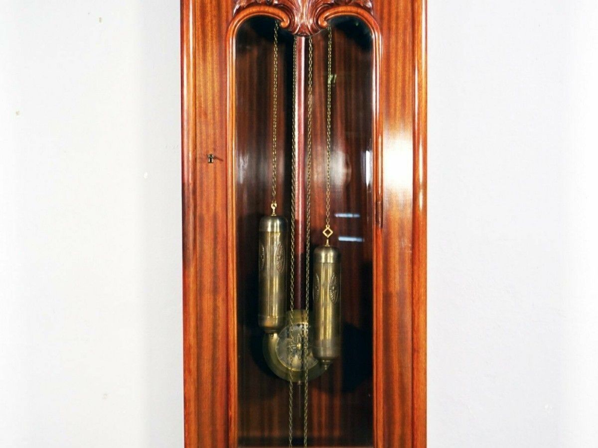 Standuhr 1930 Art Déco 'Embee' Mahagoni Uhr Alt Antik