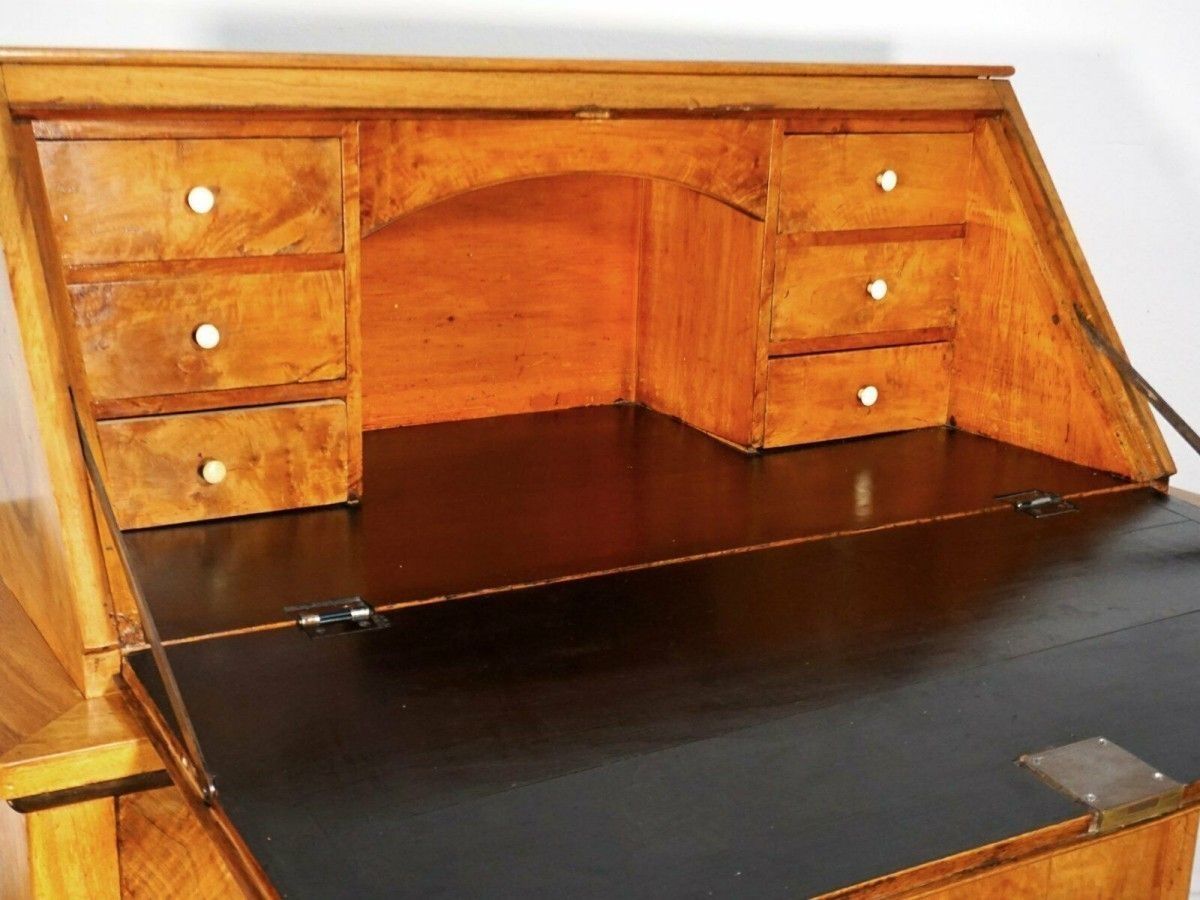 Schrägklappensekretär Biedermeier Nussbaum Alt Antik