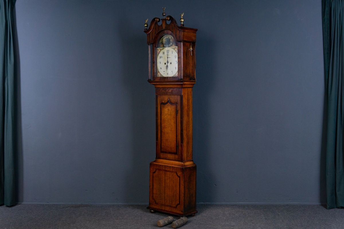 Antik Engl. Standuhr Gong Clock Zeit Time Uhr Kasten Alt 2308_2302
