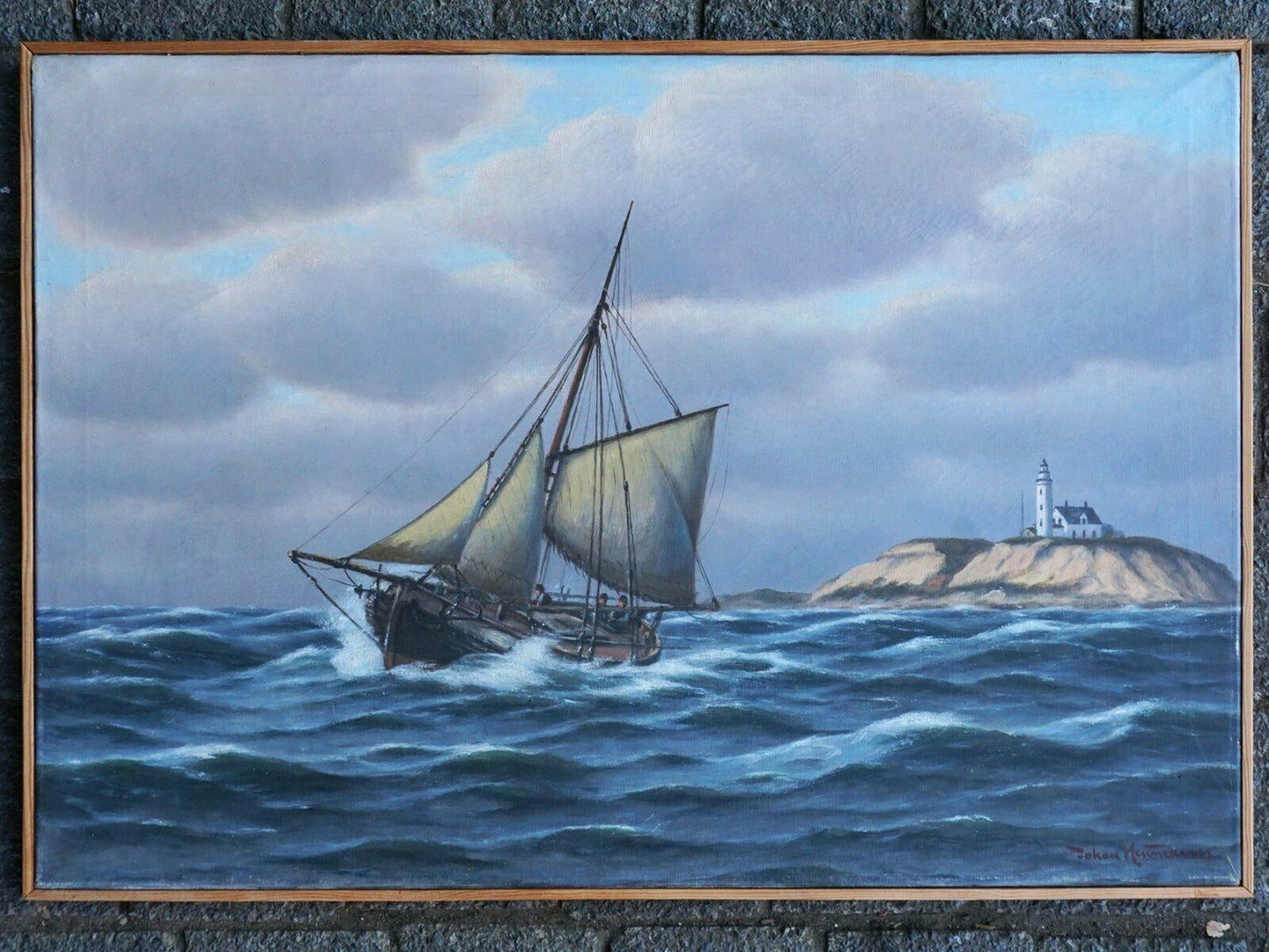 Ölgemälde J.Neumann Maritim Marine Schiff Bild Antik 2000_0051