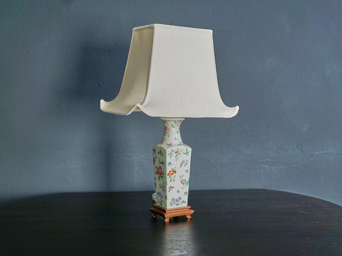 Lampe Asiatika Leuchte Tischlampe Licht Schirm Alt 2103_2206