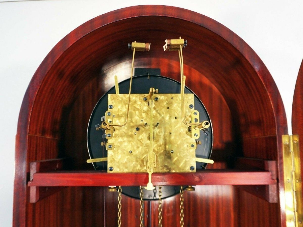 Standuhr 1930 Art Déco 'Embee' Mahagoni Uhr Alt Antik