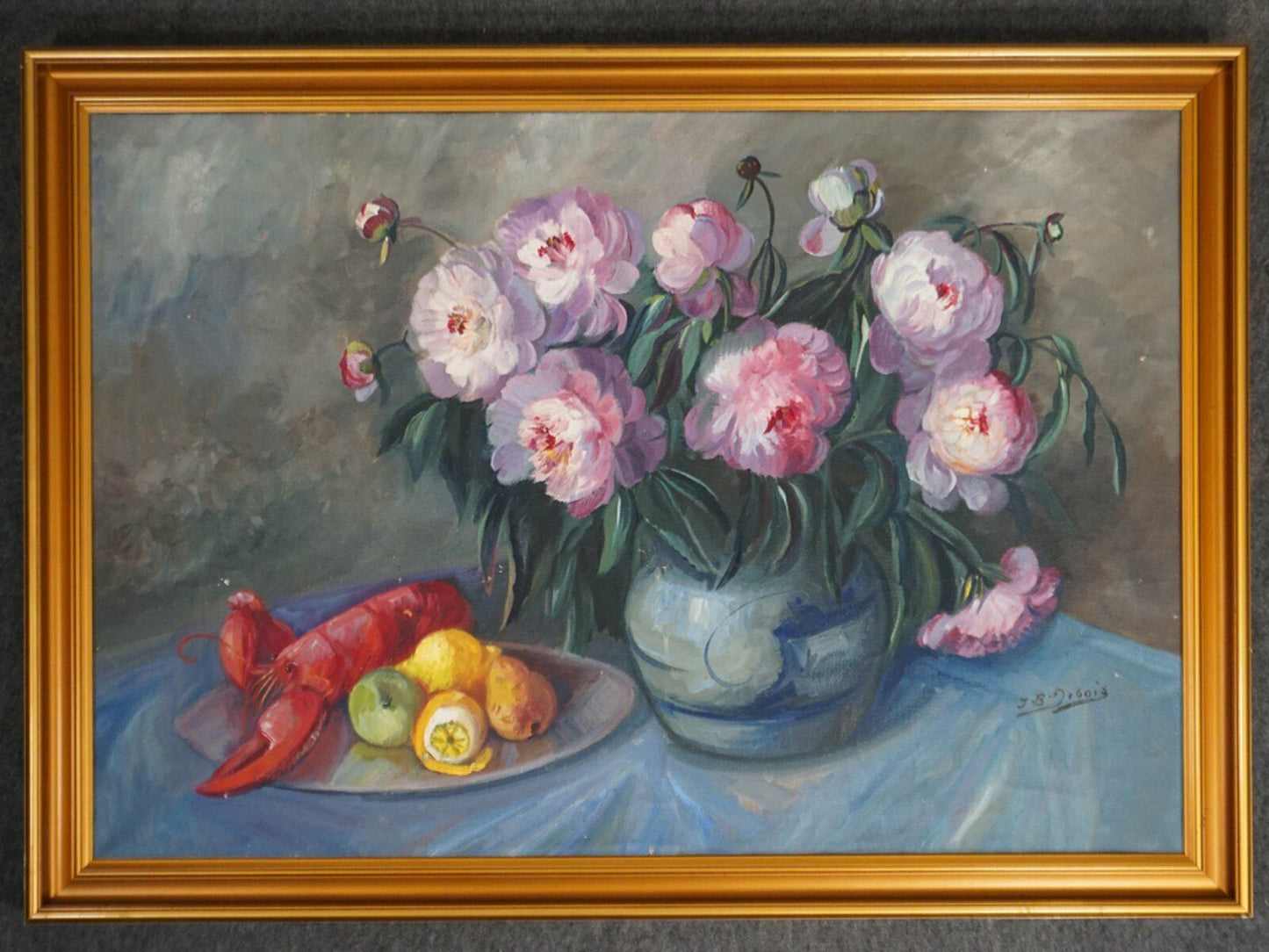 Ölgemälde J.B.Debois Stillleben Blumen Bild Alt Antik 2000_0030