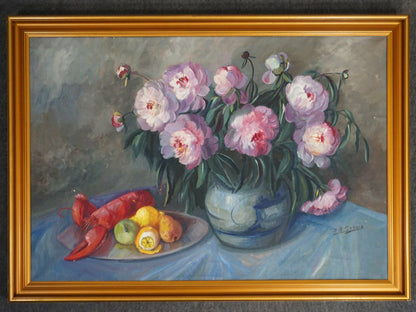 Ölgemälde J.B.Debois Stillleben Blumen Bild Alt Antik 2000_0030