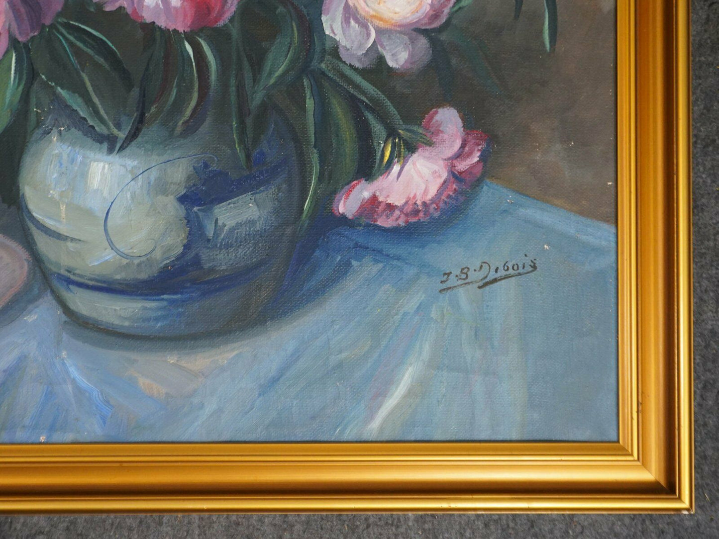 Ölgemälde J.B.Debois Stillleben Blumen Bild Alt Antik 2000_0030