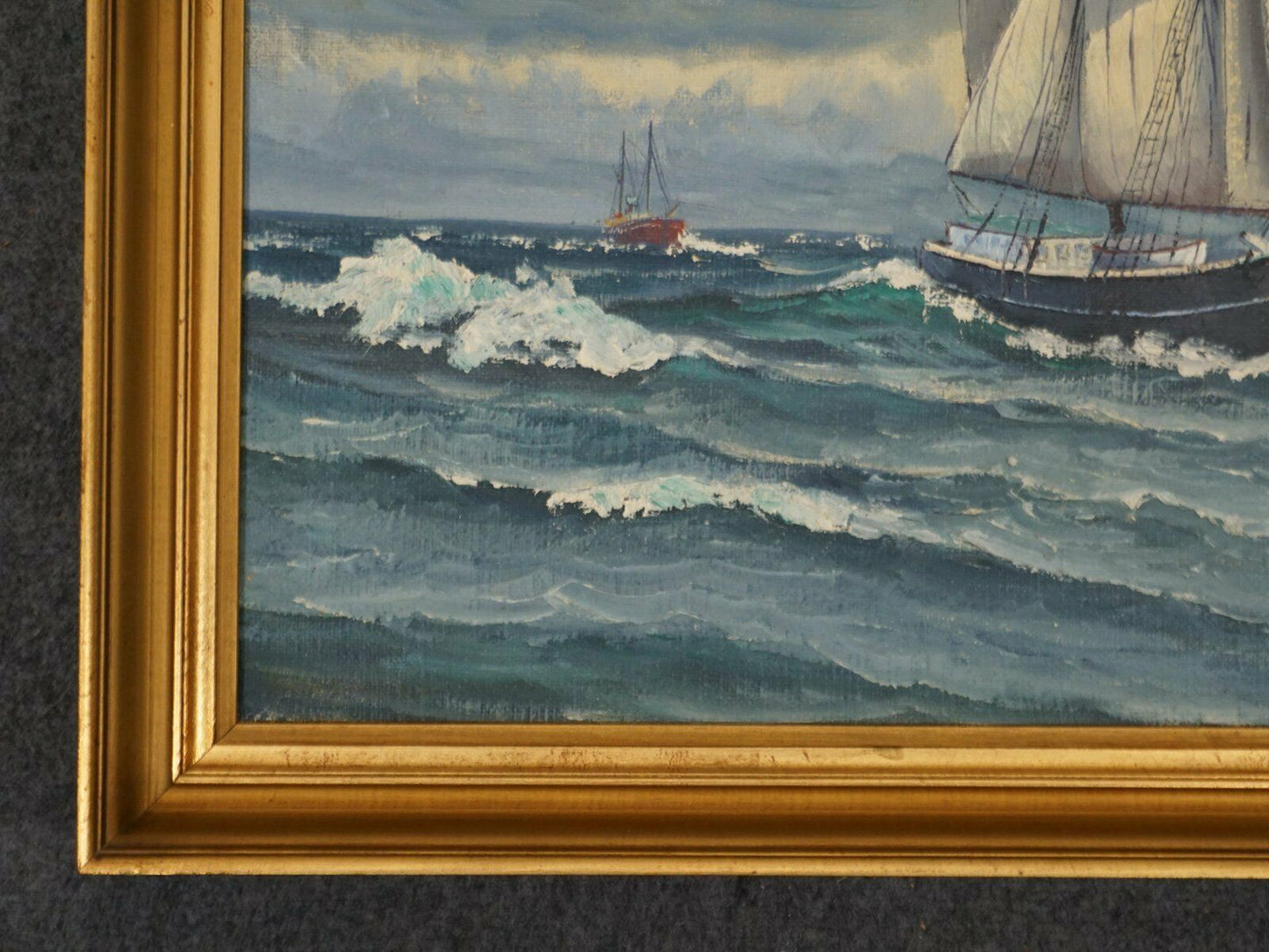 Ölgemälde Bild Segler Maritim Schiffe Gemälde Alt Antik 2000_0020