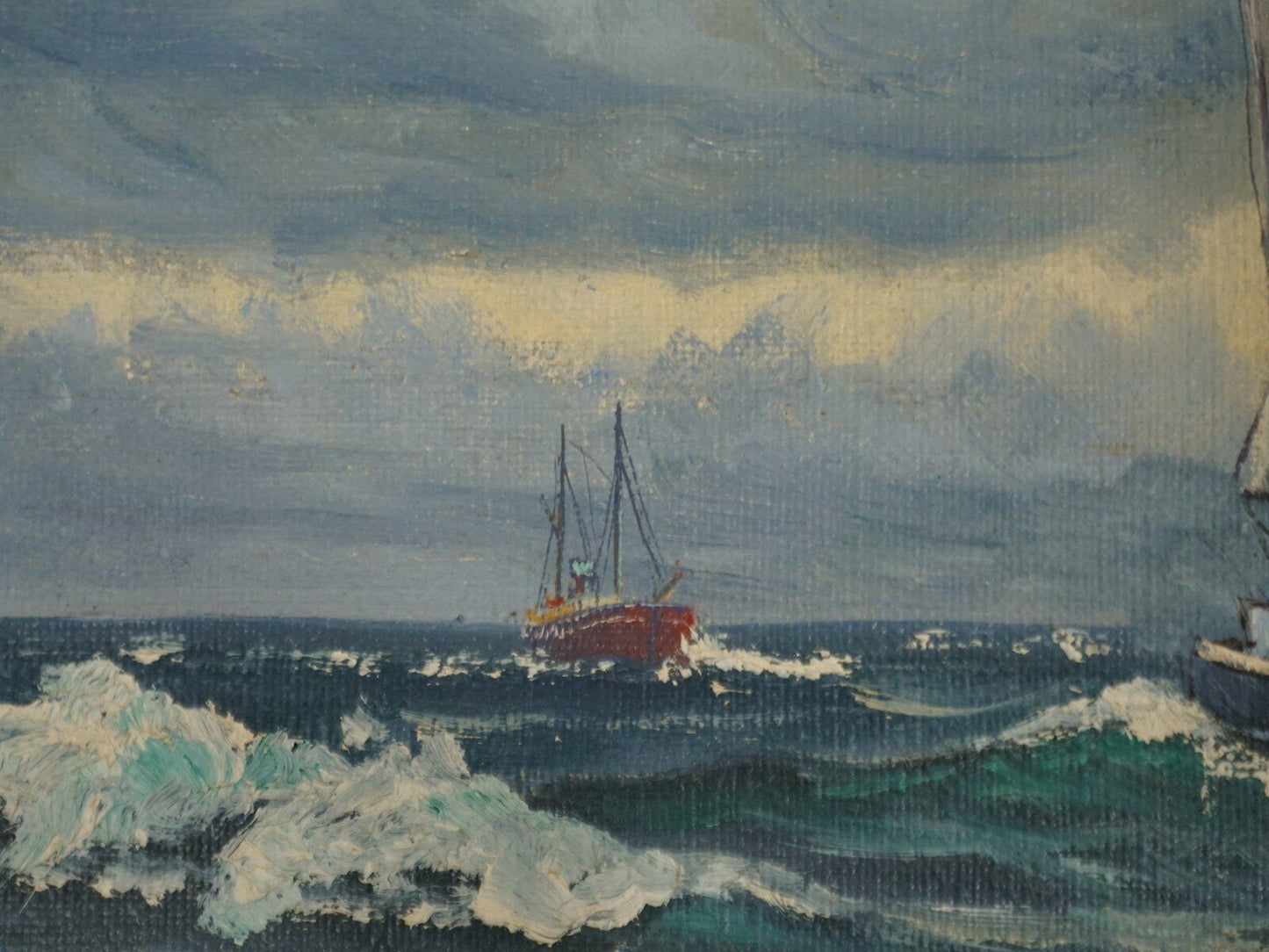 Ölgemälde Bild Segler Maritim Schiffe Gemälde Alt Antik 2000_0020