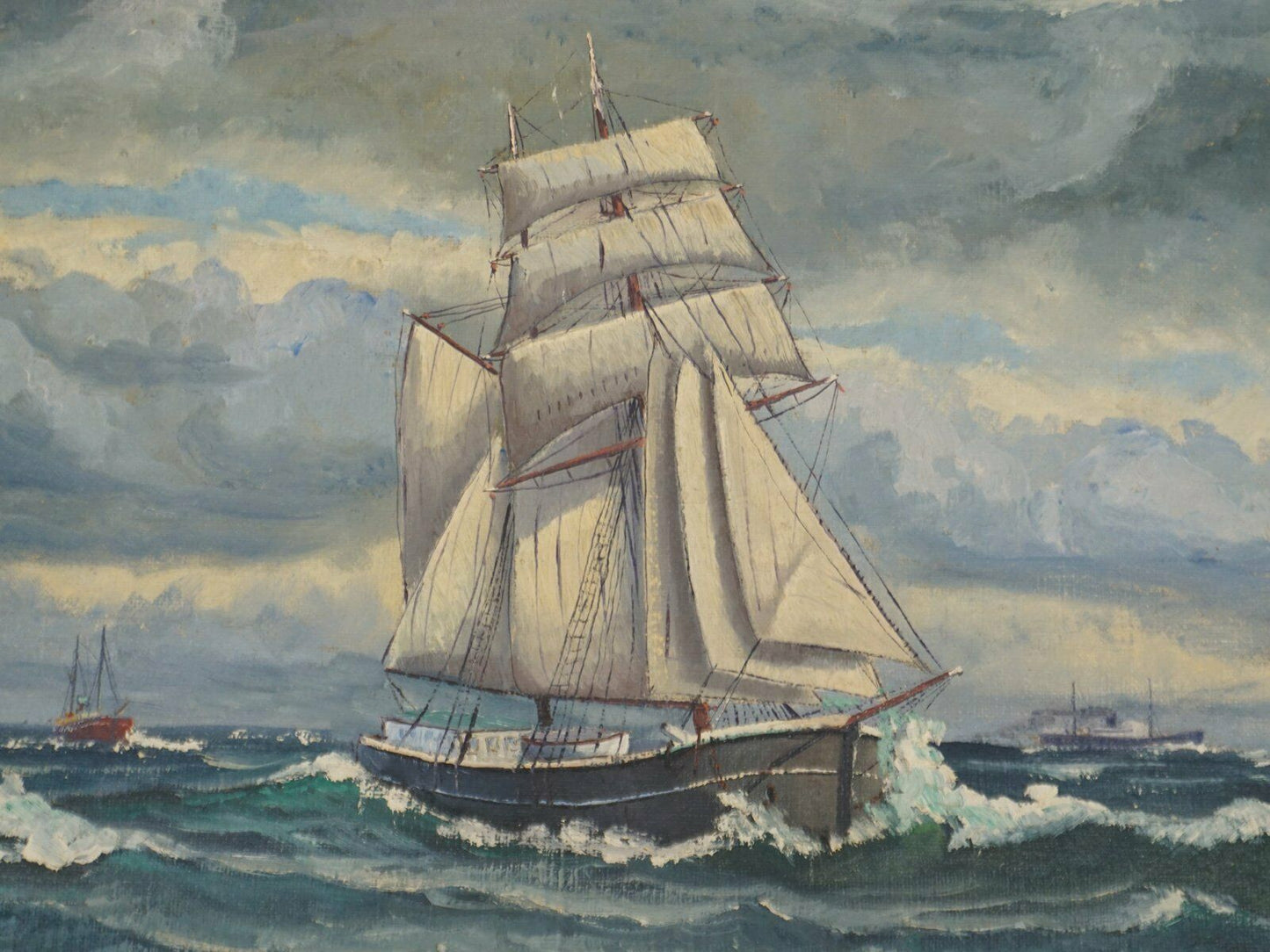 Ölgemälde Bild Segler Maritim Schiffe Gemälde Alt Antik 2000_0020