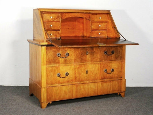 Schrägklappensekretär Biedermeier Nussbaum Alt Antik