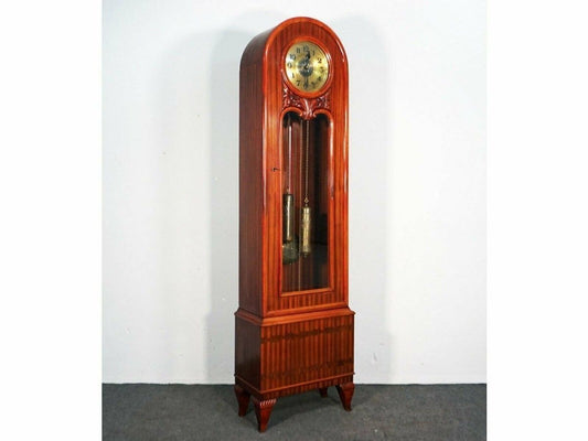 Standuhr 1930 Art Déco 'Embee' Mahagoni Uhr Alt Antik