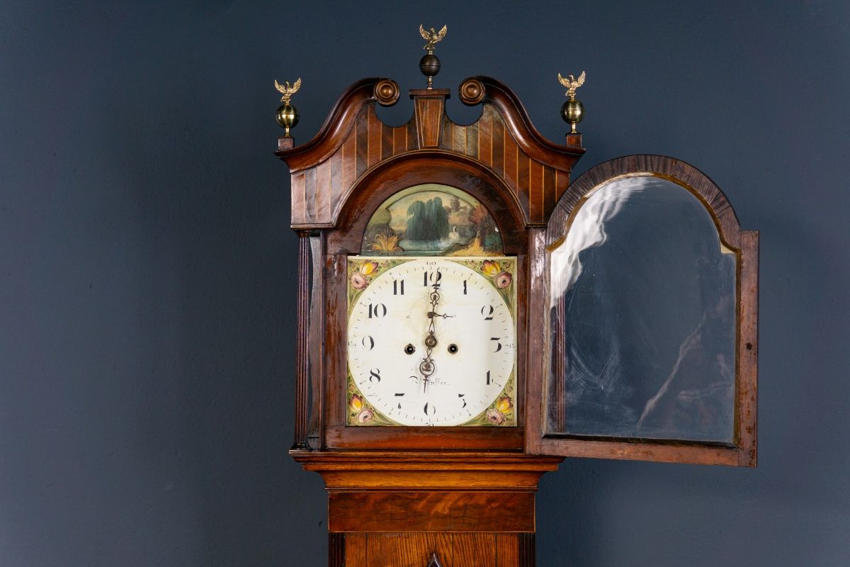 Antik Engl. Standuhr Gong Clock Zeit Time Uhr Kasten Alt 2308_2302