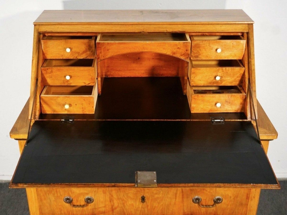 Schrägklappensekretär Biedermeier Nussbaum Alt Antik