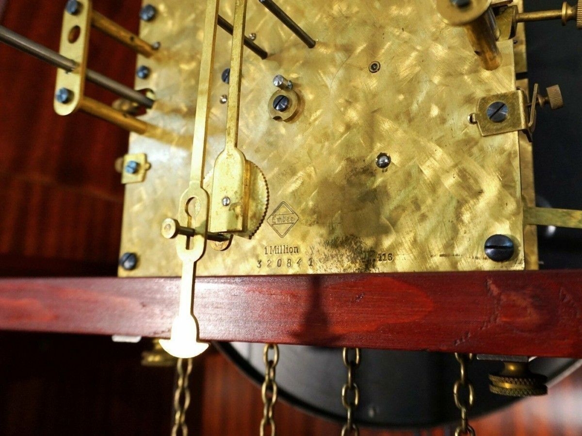 Standuhr 1930 Art Déco 'Embee' Mahagoni Uhr Alt Antik