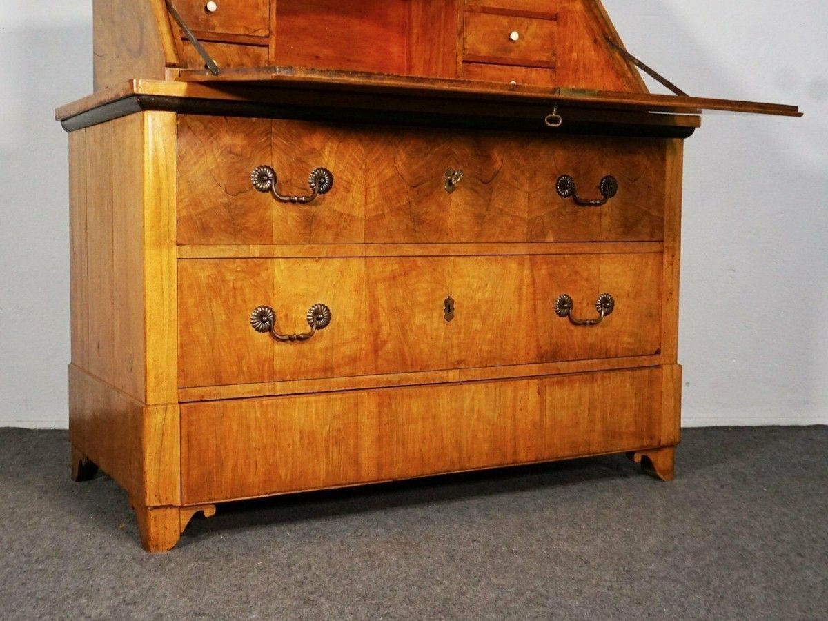 Schrägklappensekretär Biedermeier Nussbaum Alt Antik