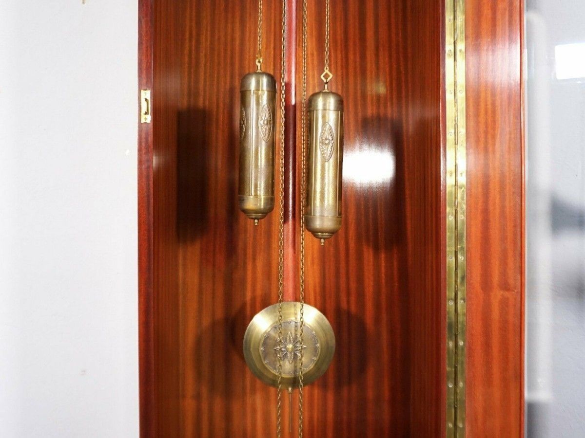 Standuhr 1930 Art Déco 'Embee' Mahagoni Uhr Alt Antik