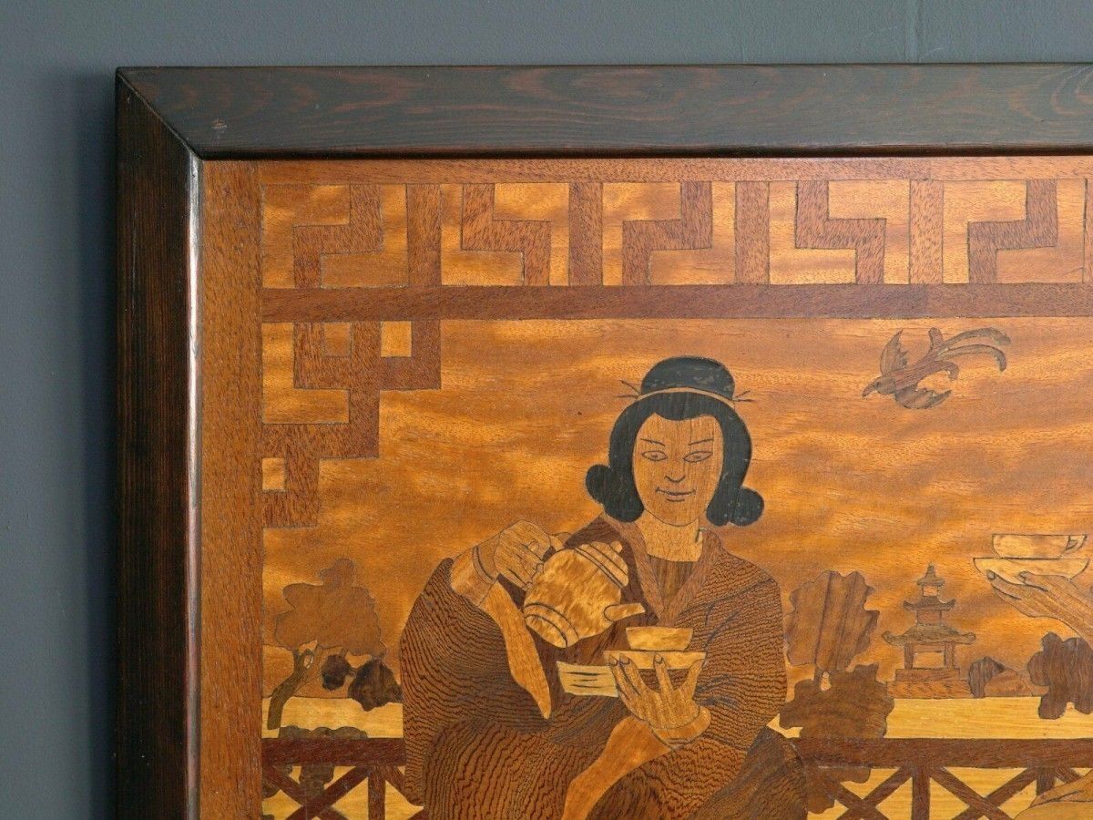 Marketerie Japan Bild Gemälde Intarsie Holz Alt Antik 2103_2205