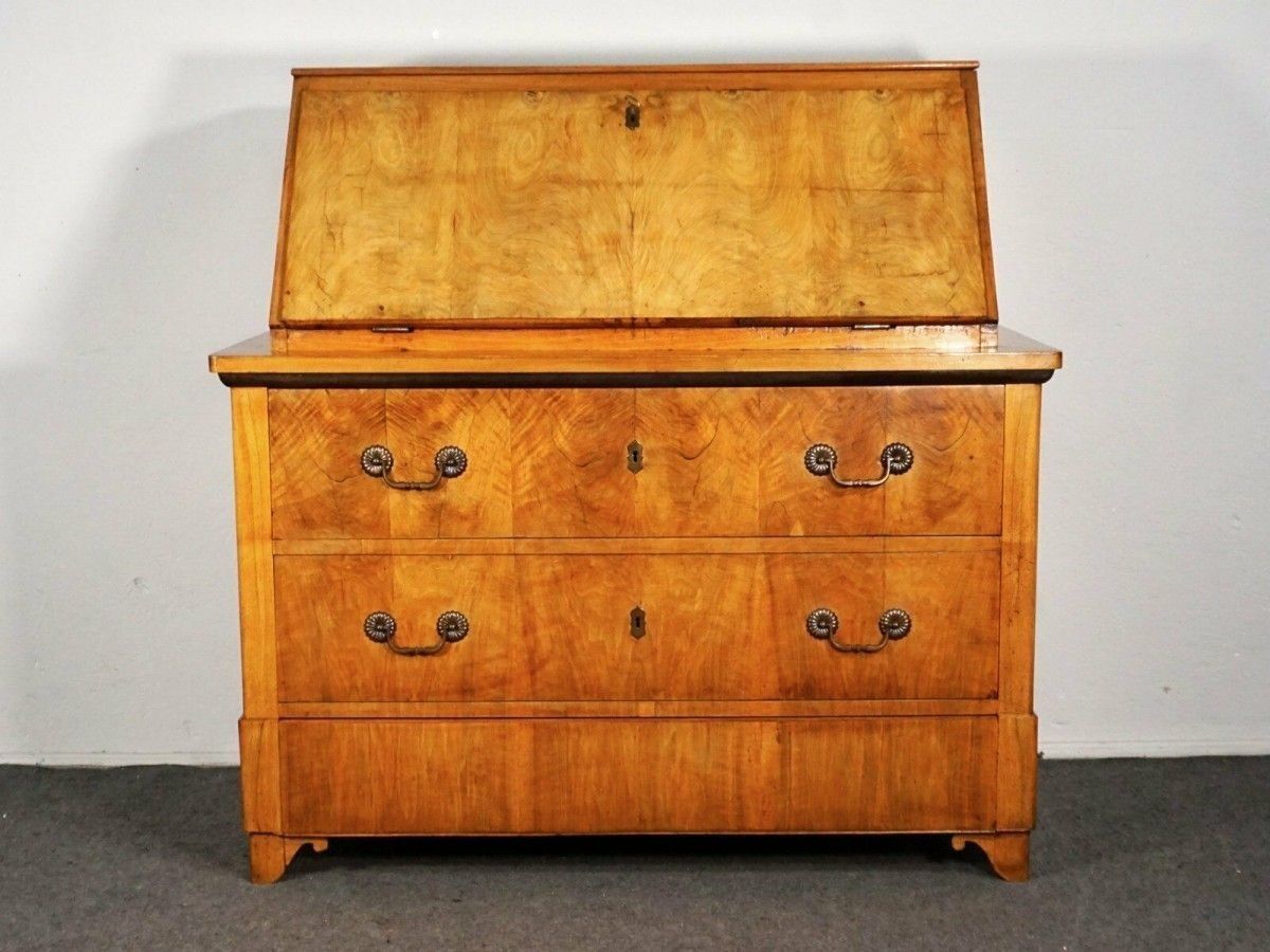 Schrägklappensekretär Biedermeier Nussbaum Alt Antik