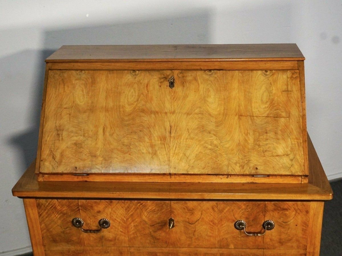 Schrägklappensekretär Biedermeier Nussbaum Alt Antik