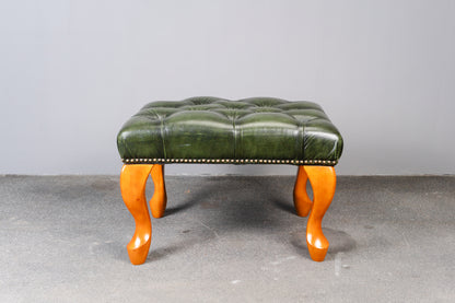 Fußhocker im Chesterfield Stil - Lederhocker Stuhl Chair Englischer Stil Lounge Clubsessel Alt Vintage MÖBLINGER