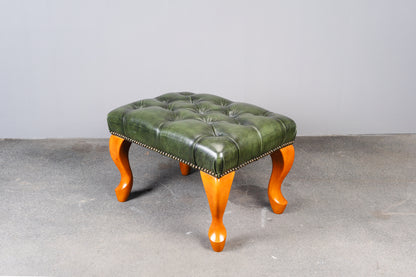 Fußhocker im Chesterfield Stil - Lederhocker Stuhl Chair Englischer Stil Lounge Clubsessel Alt Vintage MÖBLINGER