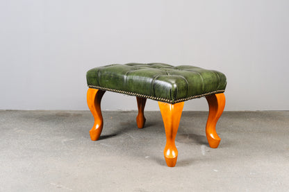 Fußhocker im Chesterfield Stil - Lederhocker Stuhl Chair Englischer Stil Lounge Clubsessel Alt Vintage MÖBLINGER