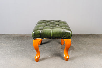 Fußhocker im Chesterfield Stil - Lederhocker Stuhl Chair Englischer Stil Lounge Clubsessel Alt Vintage MÖBLINGER