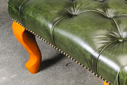 Fußhocker im Chesterfield Stil - Lederhocker Stuhl Chair Englischer Stil Lounge Clubsessel Alt Vintage MÖBLINGER