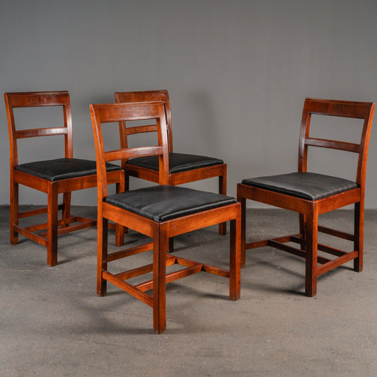Schöne Art Déco 4er Set Stühle, 1930er Jahre - Stuhl Chair Tisch Esstisch Wohnzimmer Alt Antik MÖBLINGER