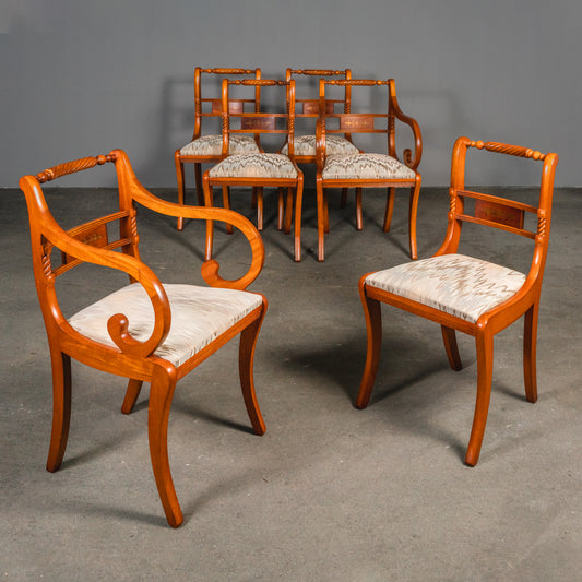 6er Set Stühle im Biedermeier Stil, 2.Hälfte des 20.Jahrhunderts - Stuhl Chair Armlehnenstühle Tisch Esstisch Alt Vintage MÖBLINGER