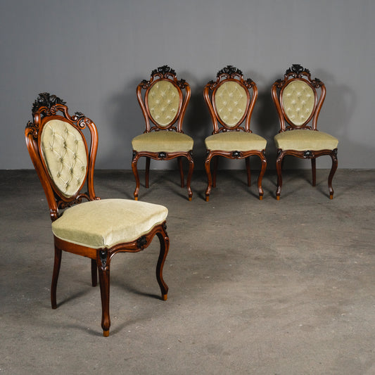 Elegante Louis Philippe Stühle im 4er Set, 2.Hälfte des 19.Jahrhunderts - Stuhl Chair Tisch Esstisch Nussbaum Alt Antik MÖBLINGER