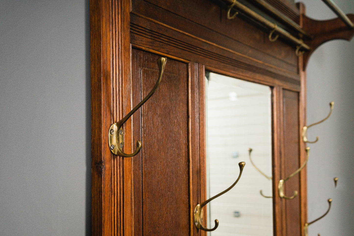Wunderschöne Jugendstil Garderobe, Anfang des 20.Jahrhunderts - Spiegel Flur Ablage Ständer Alt Antik MÖBLINGER