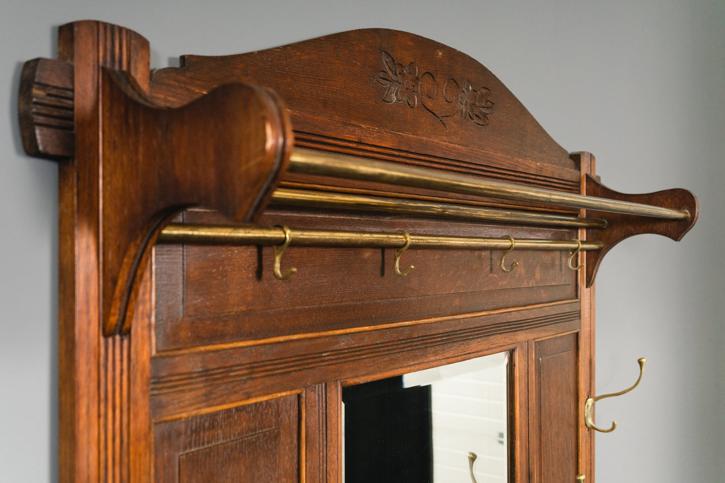 Wunderschöne Jugendstil Garderobe, Anfang des 20.Jahrhunderts - Spiegel Flur Ablage Ständer Alt Antik MÖBLINGER