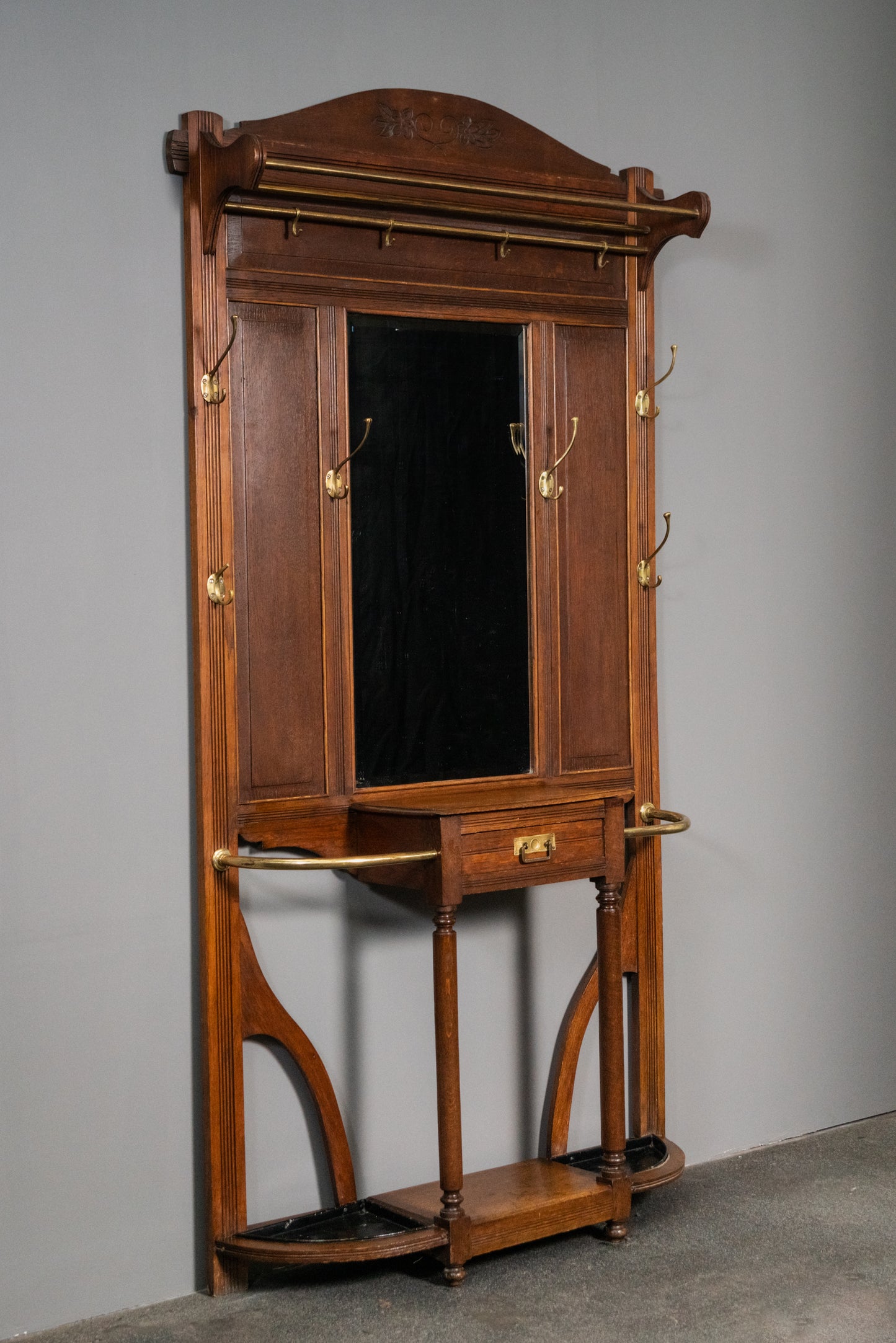 Wunderschöne Jugendstil Garderobe, Anfang des 20.Jahrhunderts - Spiegel Flur Ablage Ständer Alt Antik MÖBLINGER