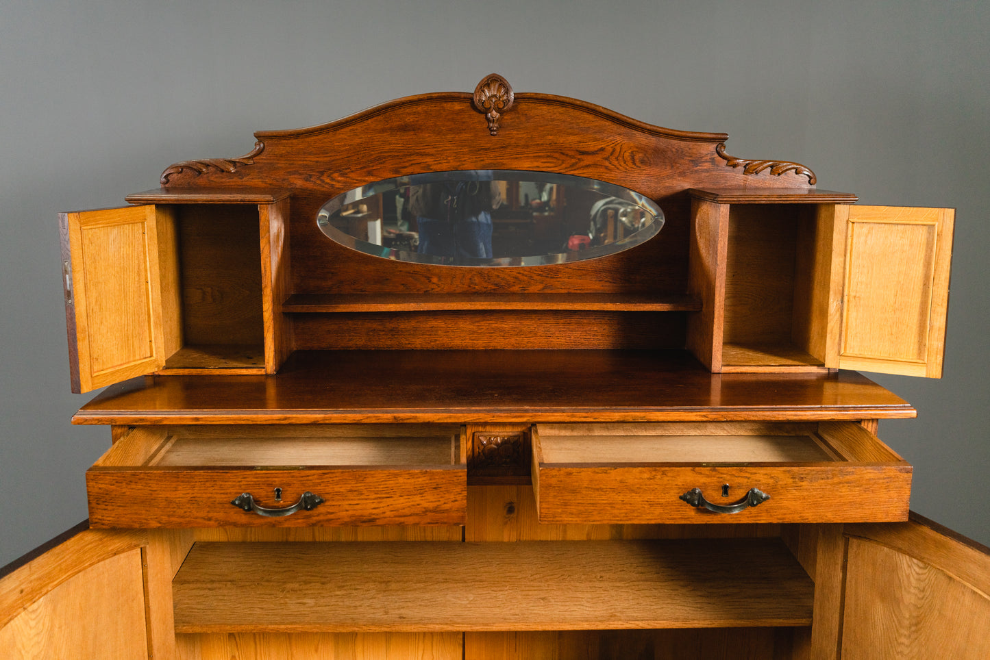 Elegante Jugendstil Anrichte, Anfang des 20.Jahrhunderts - Sideboard Kommode Schrank Regal Alt Antik MÖBLINGER