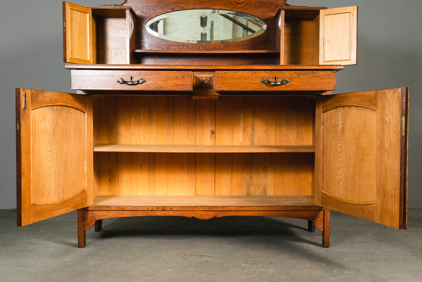 Elegante Jugendstil Anrichte, Anfang des 20.Jahrhunderts - Sideboard Kommode Schrank Regal Alt Antik MÖBLINGER