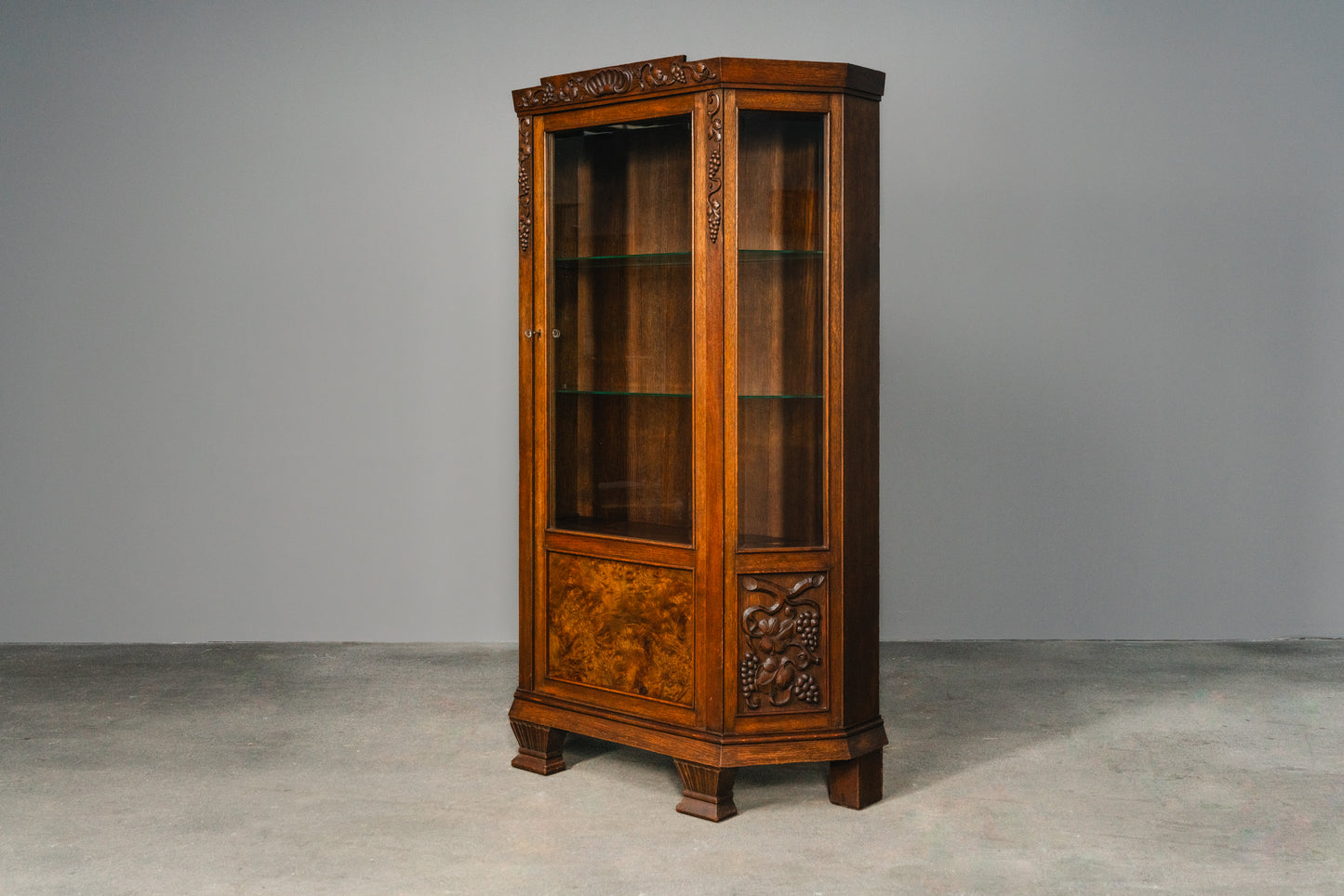 Elegante Jugendstil Vitrine, Anfang des 20.Jahrhunderts - Vintage Schrank Regal Kommode Bücherschrank Alt Antik MÖBLINGER