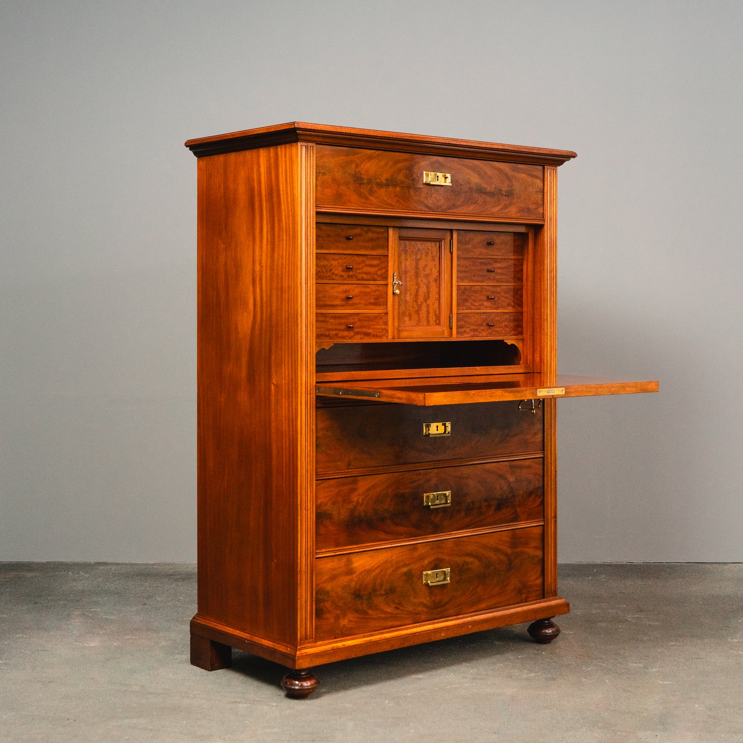 Wunderschöner Jugendstil Standsekretär, Anfang des 20.Jahrhunderts - Sekretär Desk Schreibtisch Büro Schrank Kommode Mahagoni Alt Antik MÖBLINGER