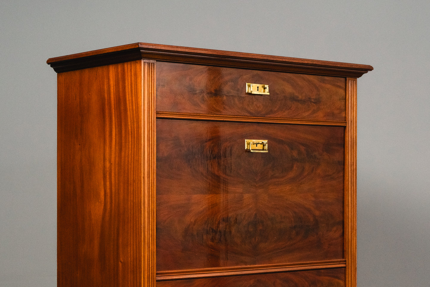 Wunderschöner Jugendstil Standsekretär, Anfang des 20.Jahrhunderts - Sekretär Desk Schreibtisch Büro Schrank Kommode Mahagoni Alt Antik MÖBLINGER