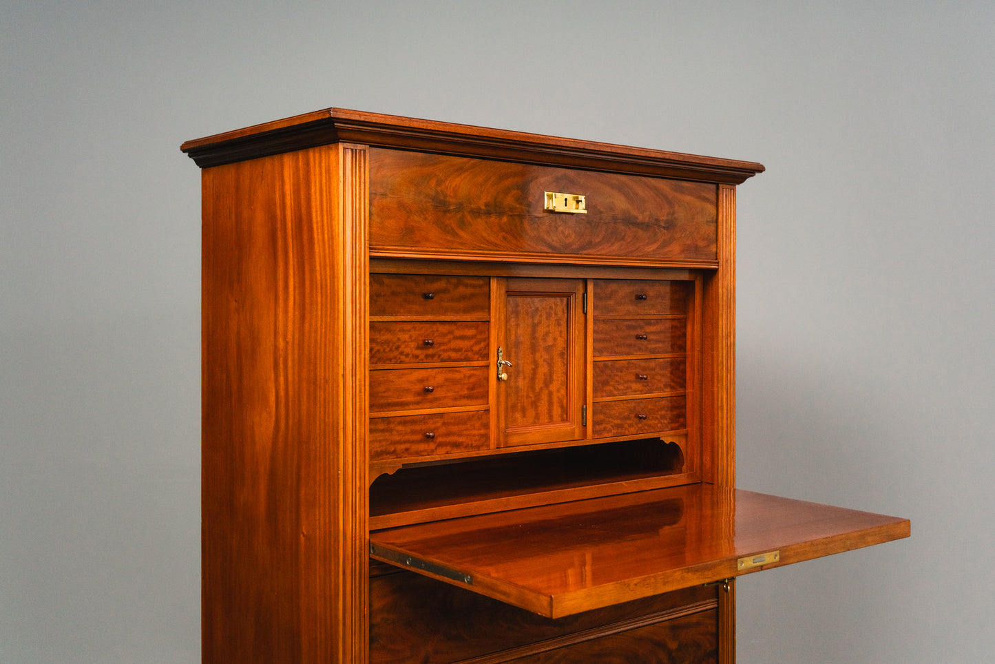 Wunderschöner Jugendstil Standsekretär, Anfang des 20.Jahrhunderts - Sekretär Desk Schreibtisch Büro Schrank Kommode Mahagoni Alt Antik MÖBLINGER